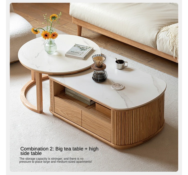 Oak, Ash Solid Wood Rock Plate Coffee Table