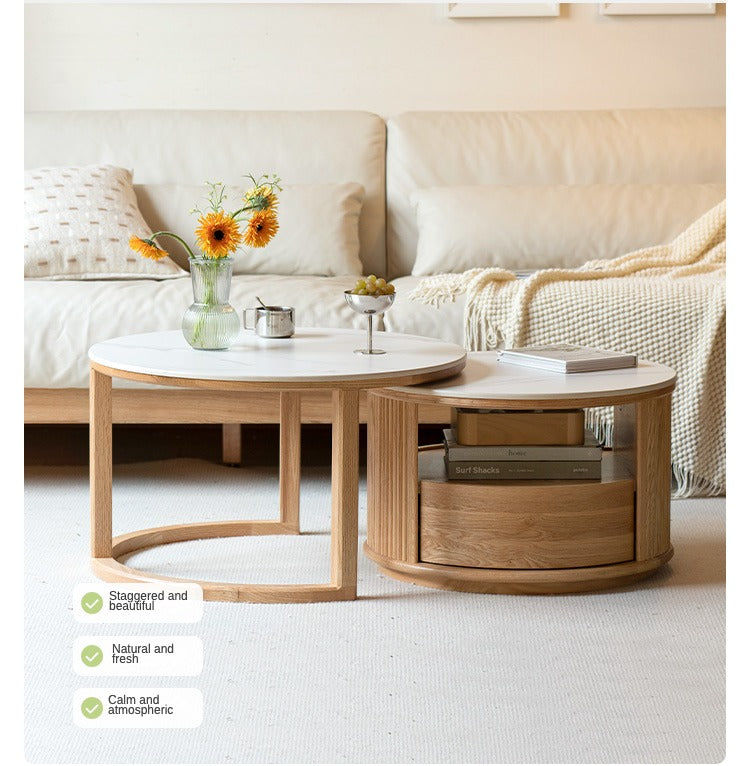 Oak, Ash Solid Wood Rock Plate Coffee Table