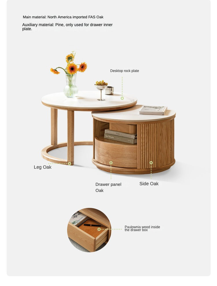 Oak, Ash Solid Wood Rock Plate Coffee Table