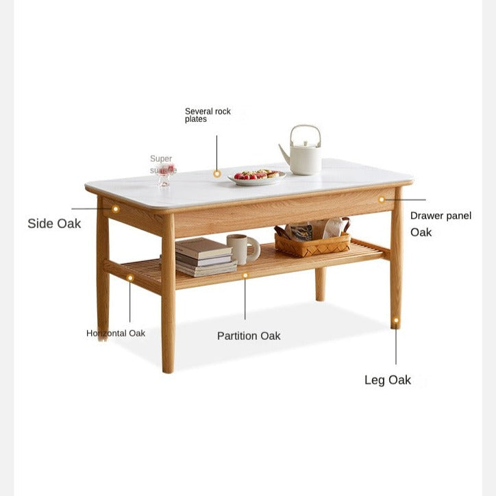 Oak Solid Wood Rock Plates Coffee Table