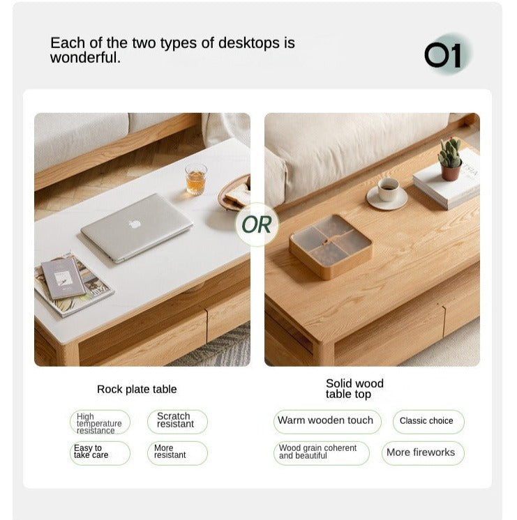 Oak, Ash Solid Wood Luxury Coffee Table