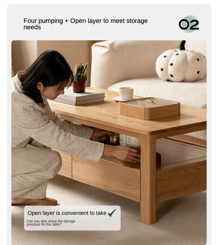 Oak, Ash Solid Wood Luxury Coffee Table