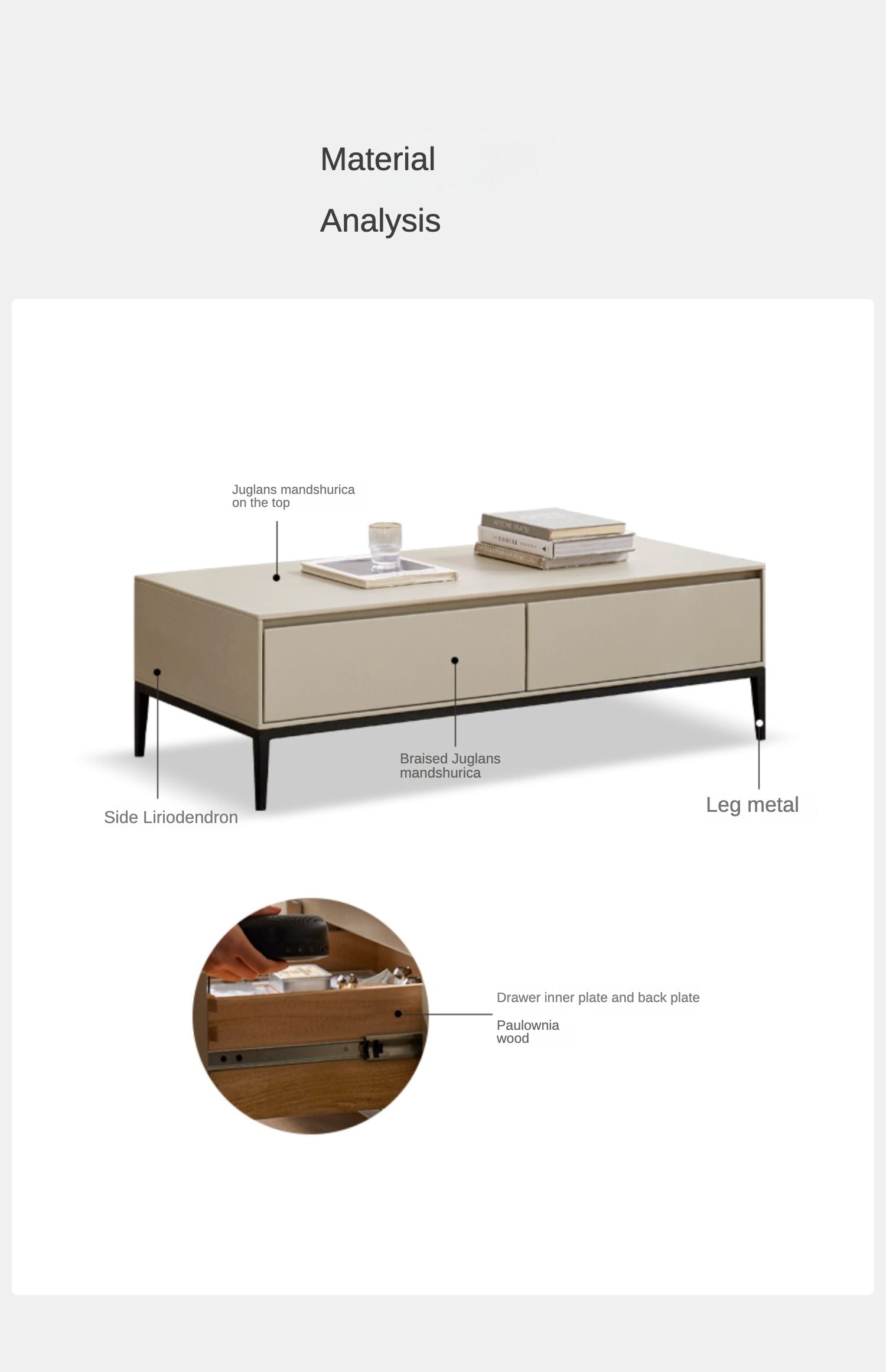 Italian style coffee table Ash solid wood"
