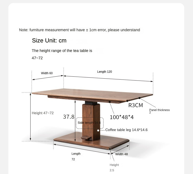 Cherry, Black Walnut, Sandalwood, Oak, Ash Solid Wood Lift Coffee Table