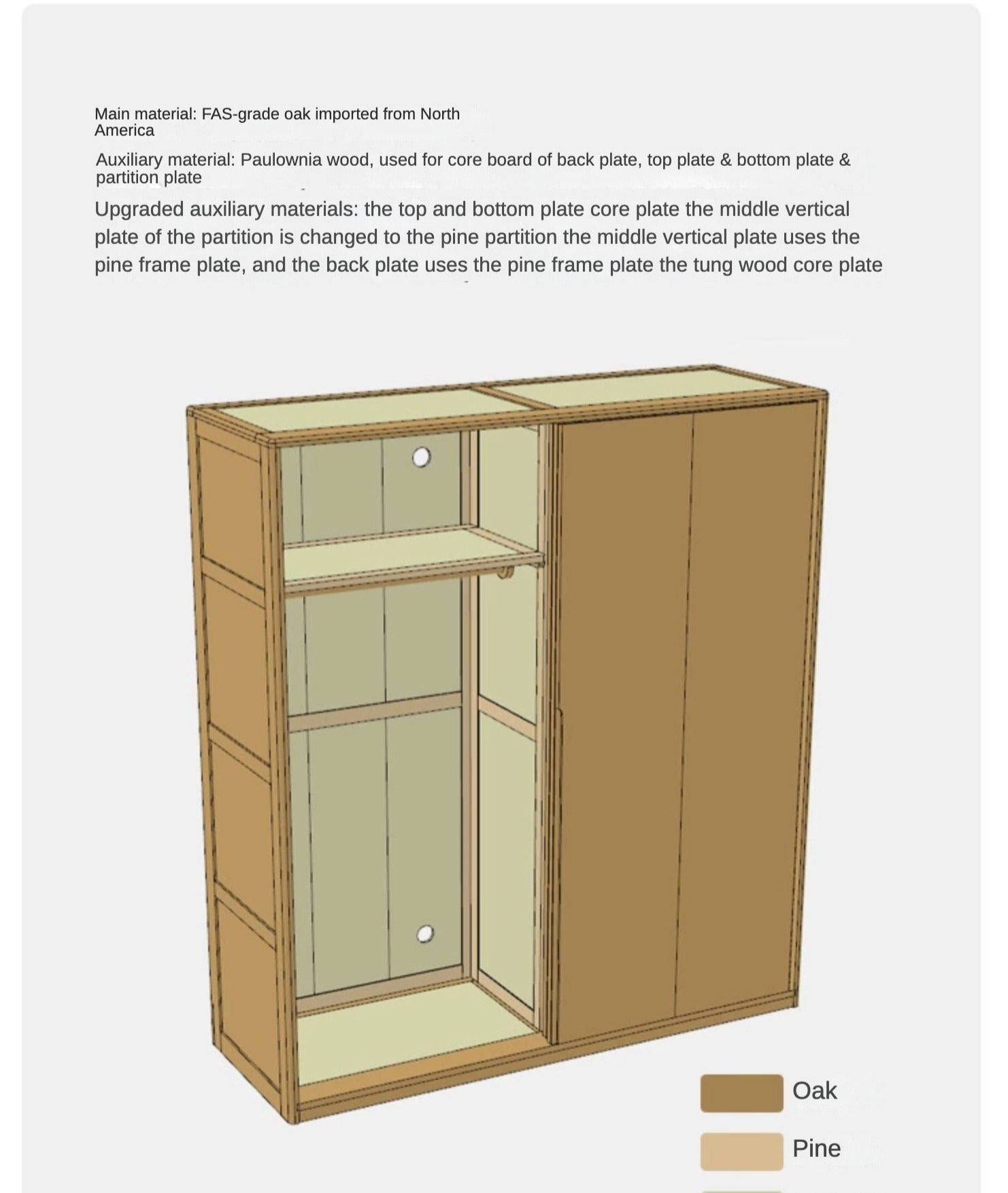 Oak Solid Wood Sliding Door Wardrobe.