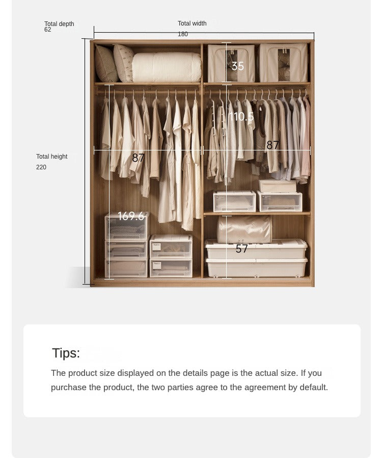 Oak Solid Wood Sliding Door Wardrobe