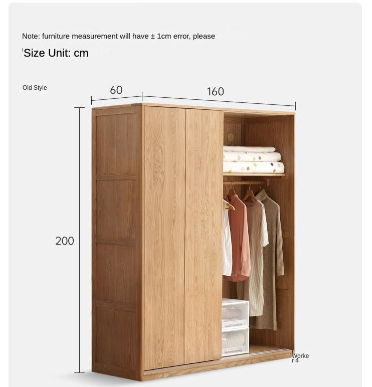 Oak Solid Wood Sliding Door Wardrobe.