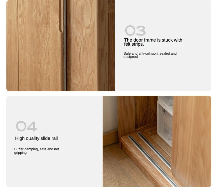 Oak Solid Wood Sliding Door Wardrobe.
