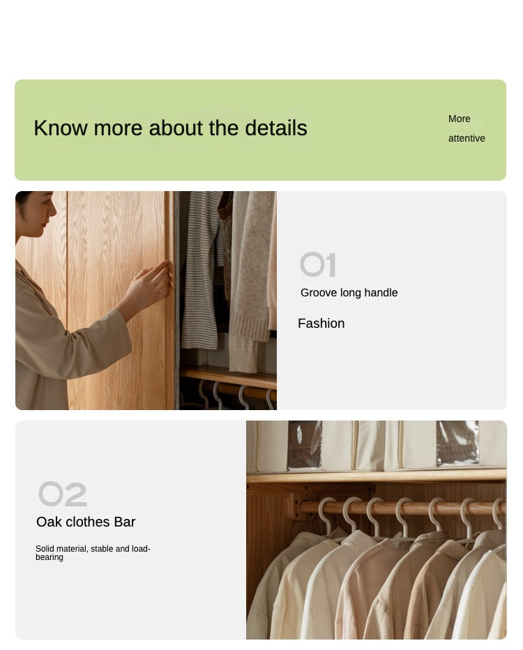 Oak Solid Wood Sliding Door Wardrobe.