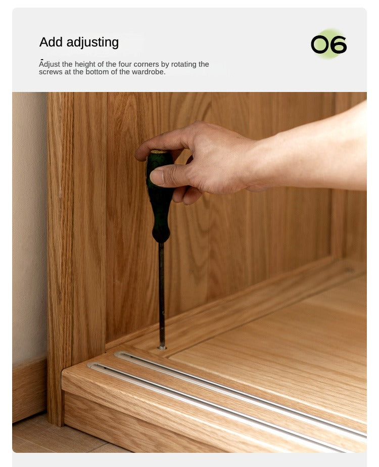 Oak Solid Wood Sliding Door Wardrobe.