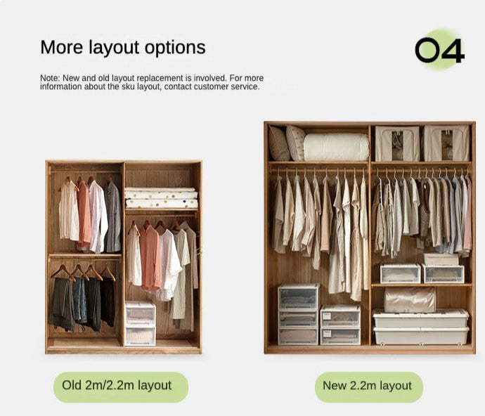 Oak Solid Wood Sliding Door Wardrobe