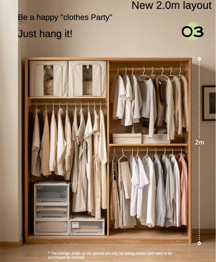 Oak Solid Wood Sliding Door Wardrobe