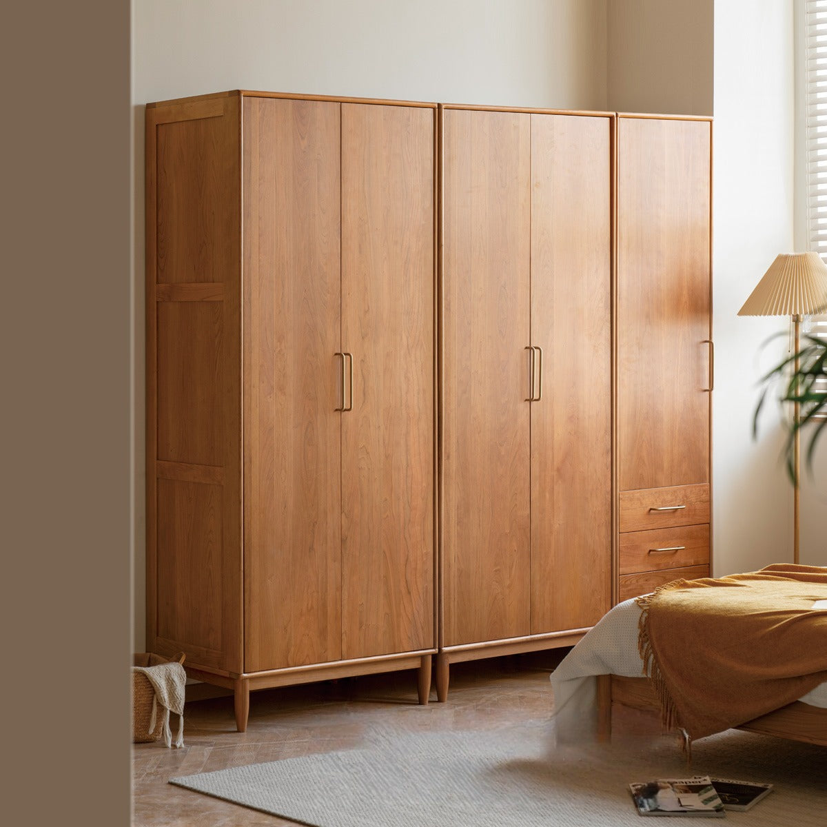Cherry, Oak Solid Wood Fascinating Wardrobe.