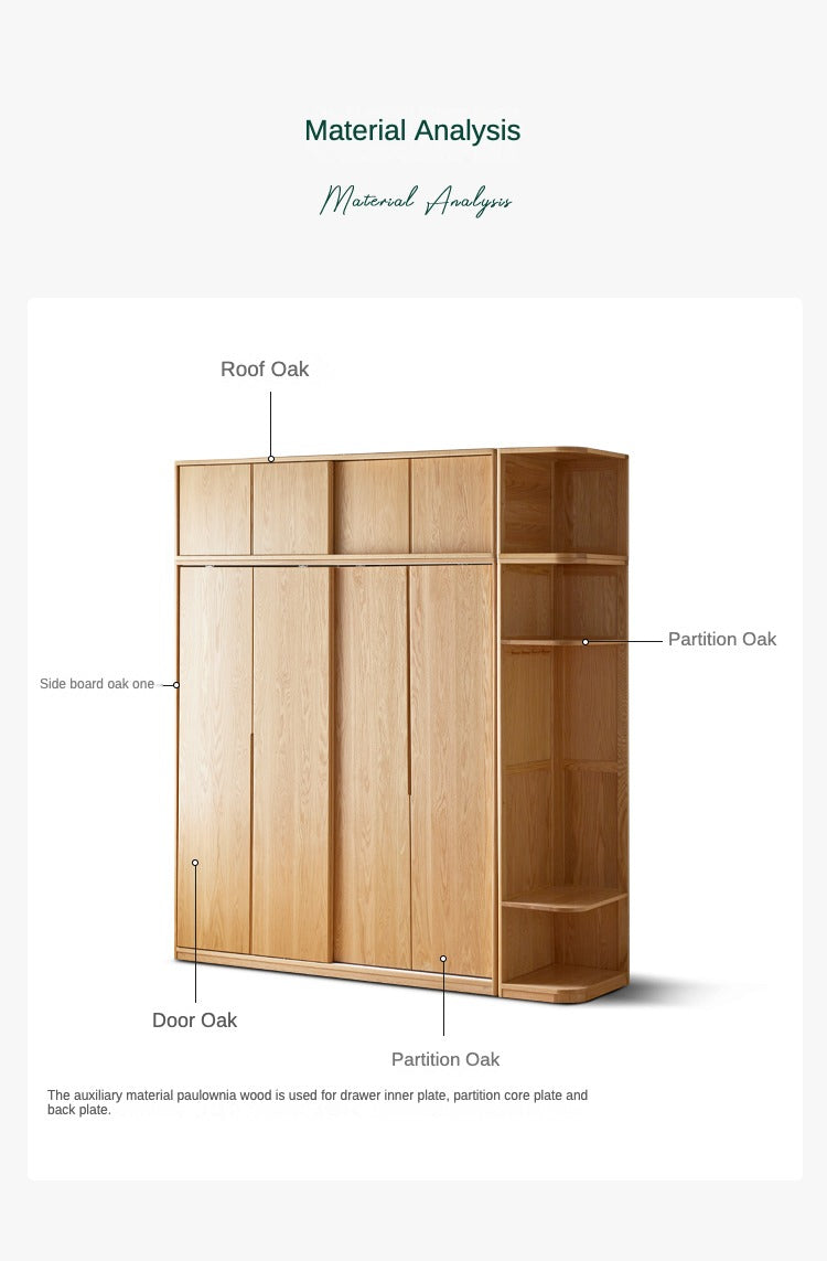 Oak Solid Wood Wardrobe Sliding Door-