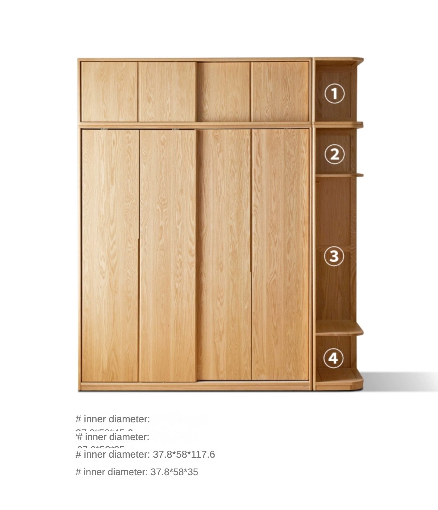 Oak Solid Wood Wardrobe Sliding Door-