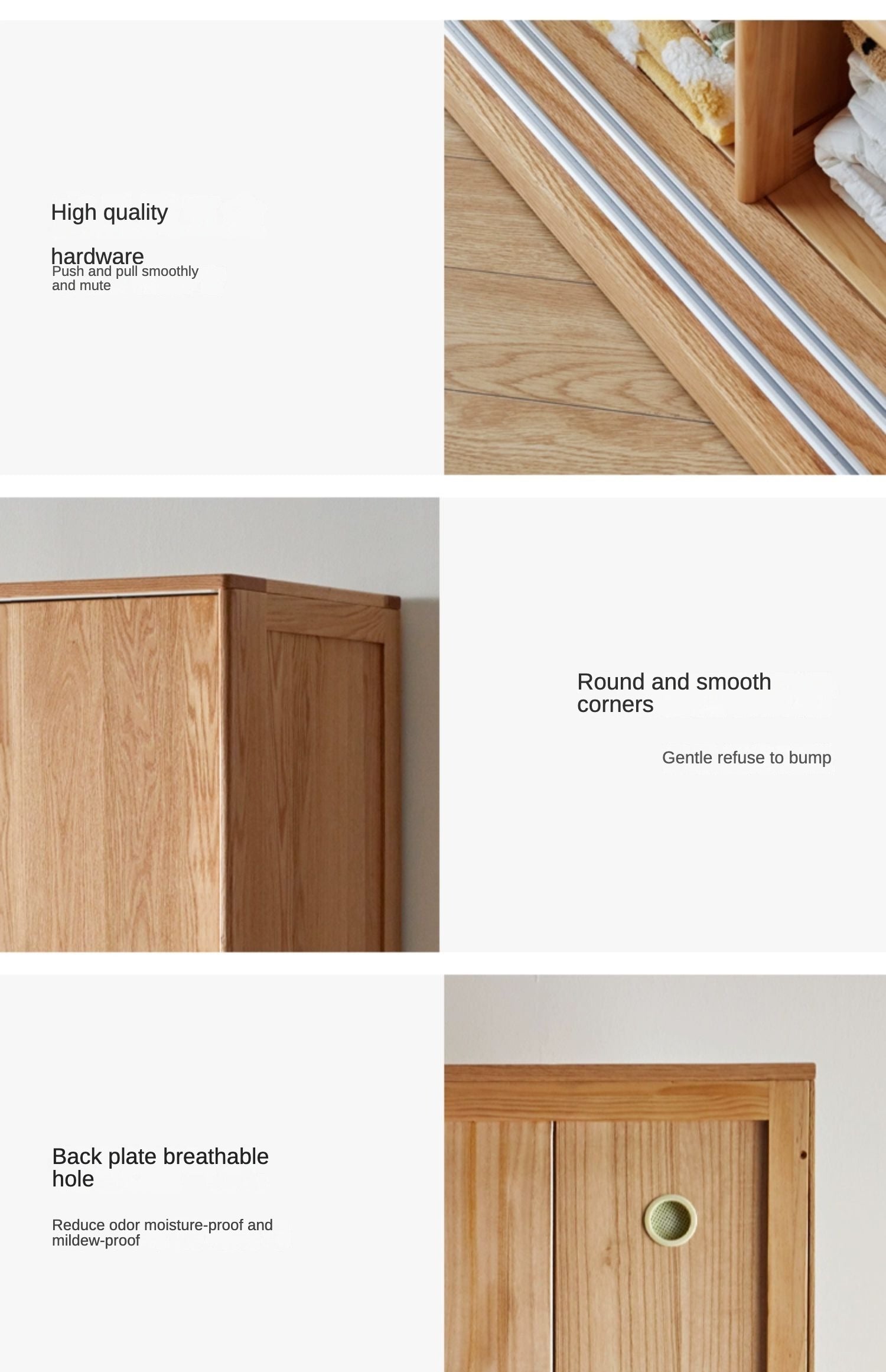 Oak Solid Wood Wardrobe Sliding Door-