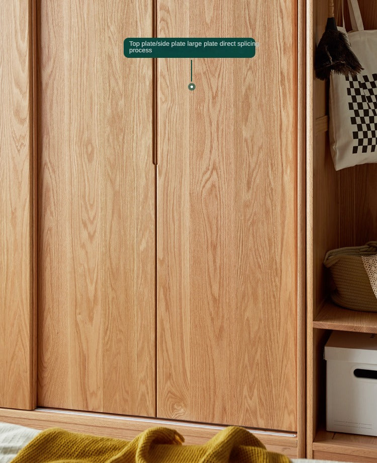 Oak Solid Wood Wardrobe Sliding Door-