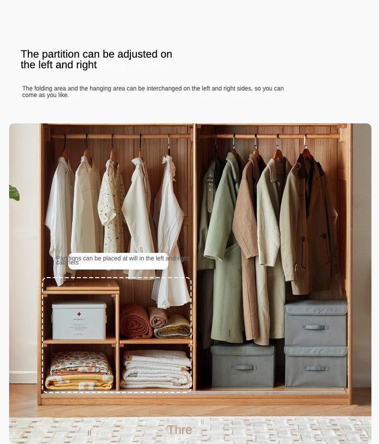 Oak Solid Wood Wardrobe Sliding Door-