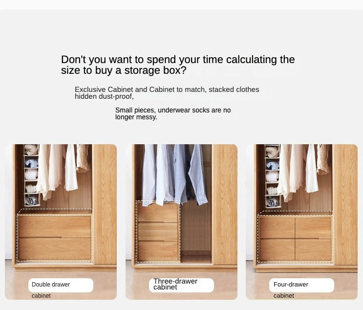 Oak Solid Wood Wardrobe Sliding Door-