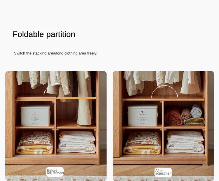 Oak Solid Wood Wardrobe Sliding Door-