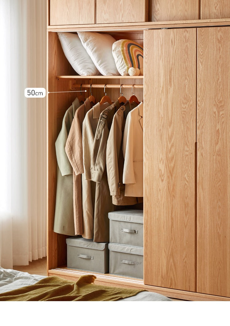 Oak Solid Wood Wardrobe Sliding Door-