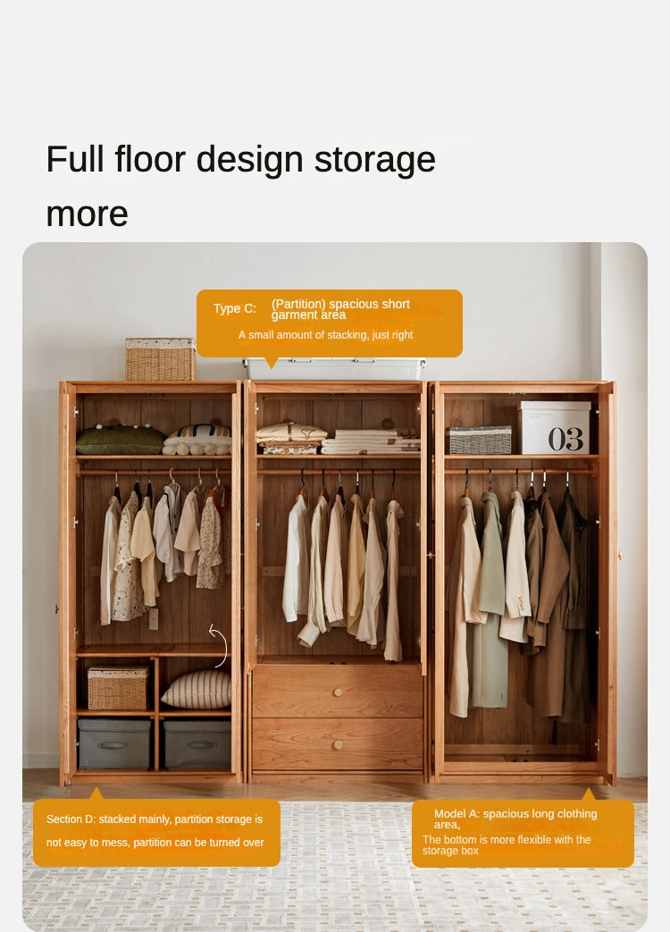 Сherry Solid Wood Exquisite Wardrobe.