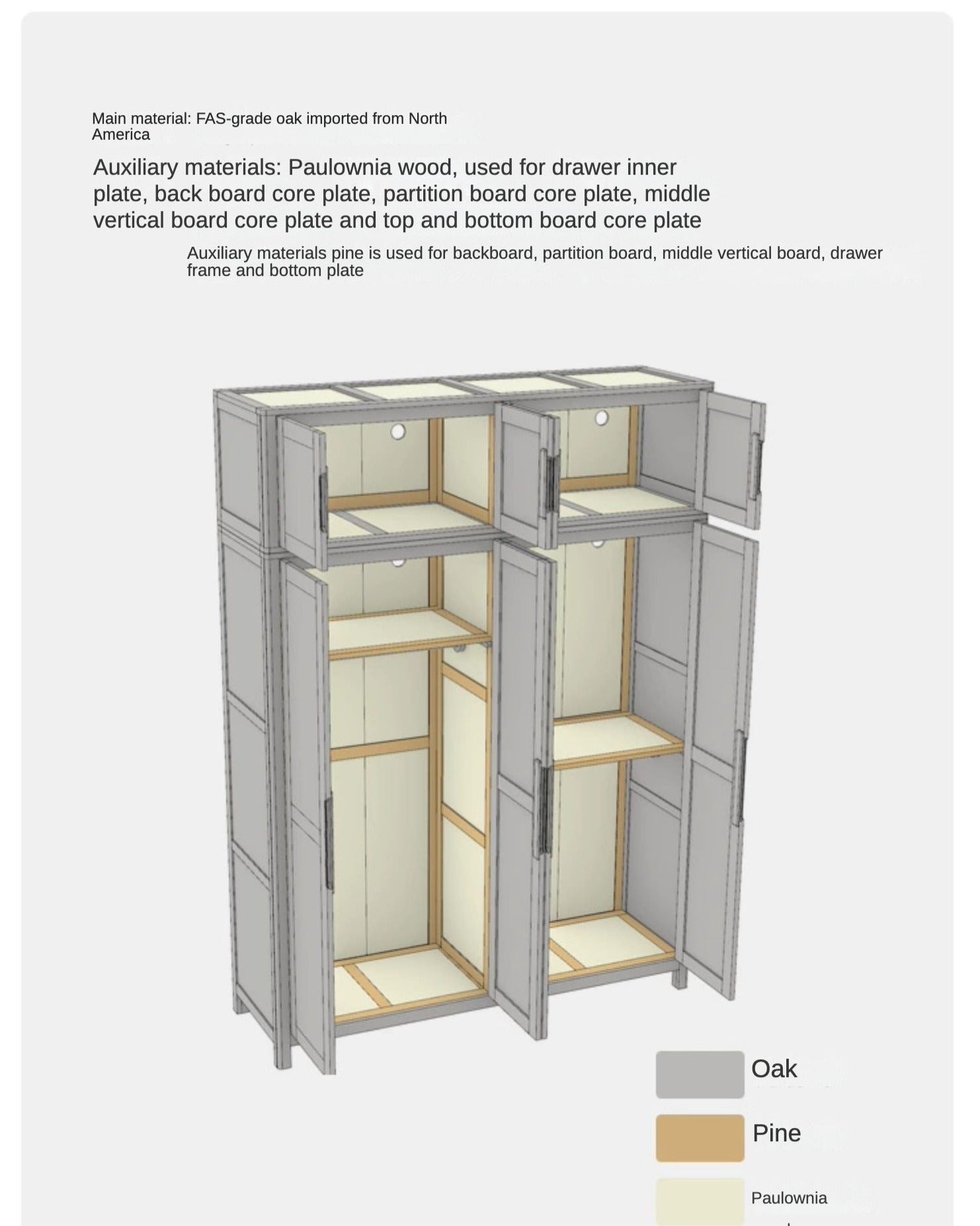 Oak solid wood Wardrobe