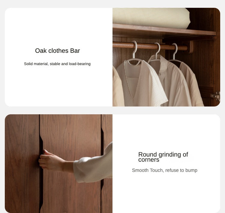 Oak Solid Wood Modern Wardrobe.