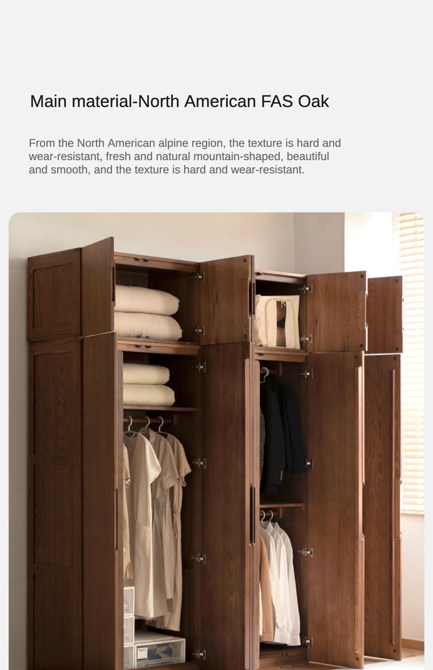 Oak Solid Wood Modern Wardrobe.