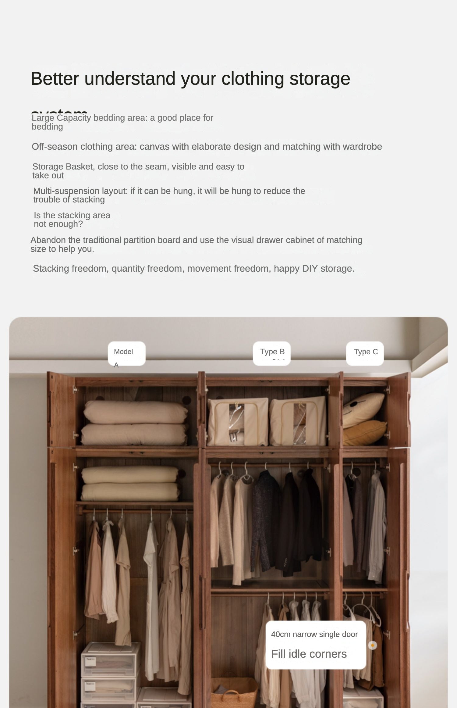 Oak Solid Wood Modern Wardrobe.