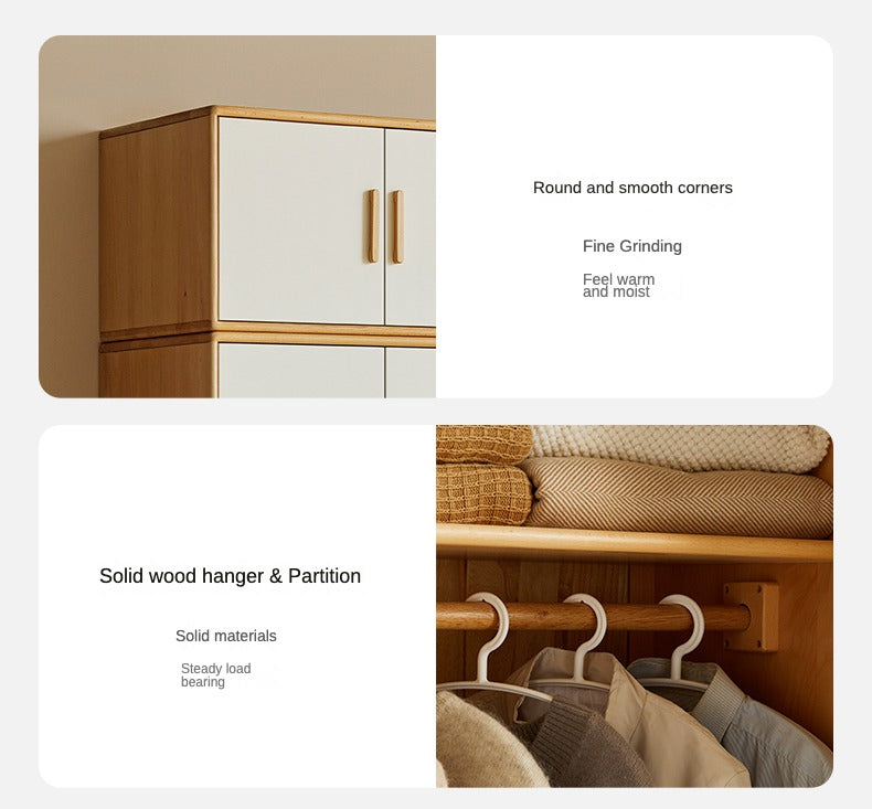 Beech Solid Wood Wardrobe Combination.