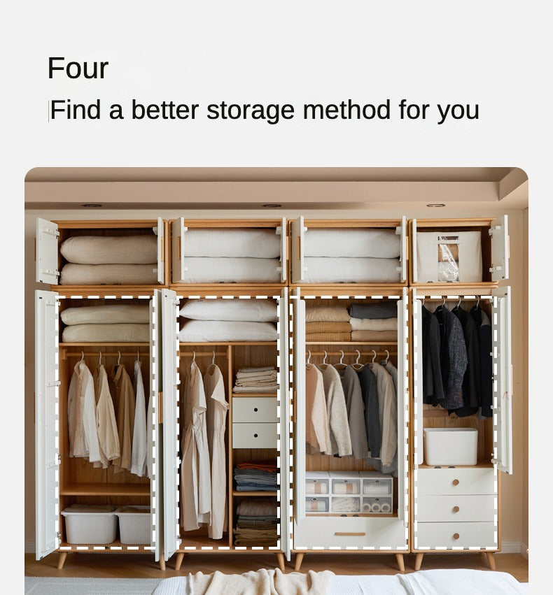 Beech Solid Wood Wardrobe Combination.