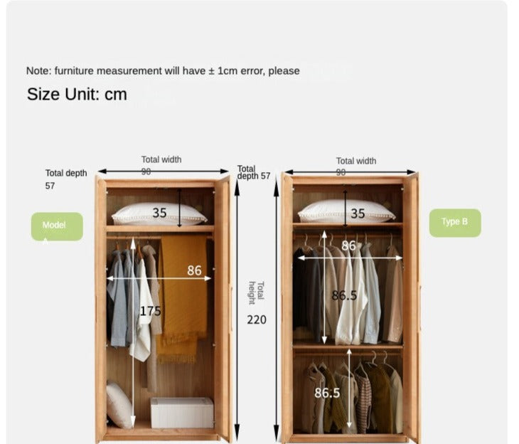 Oak, Ash Solid Wood Wardrobe.