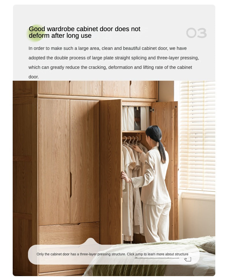 Oak, Ash Solid Wood Scandinavian Wardrobe.