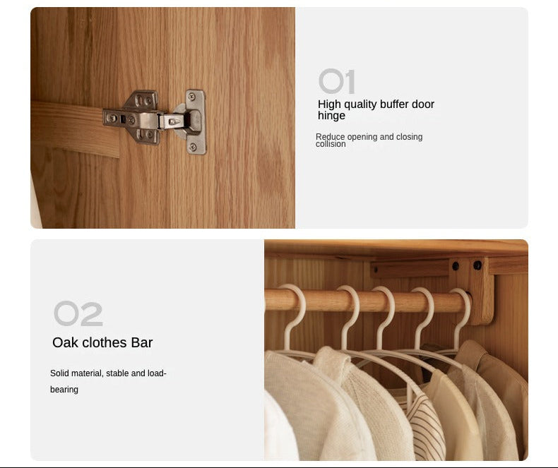 Oak, Ash Solid Wood minimalist Wardrobe