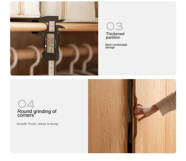 Oak, Ash Solid Wood Scandinavian Wardrobe.