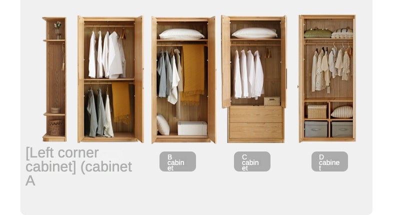 Oak, Ash Solid Wood Scandinavian Wardrobe.