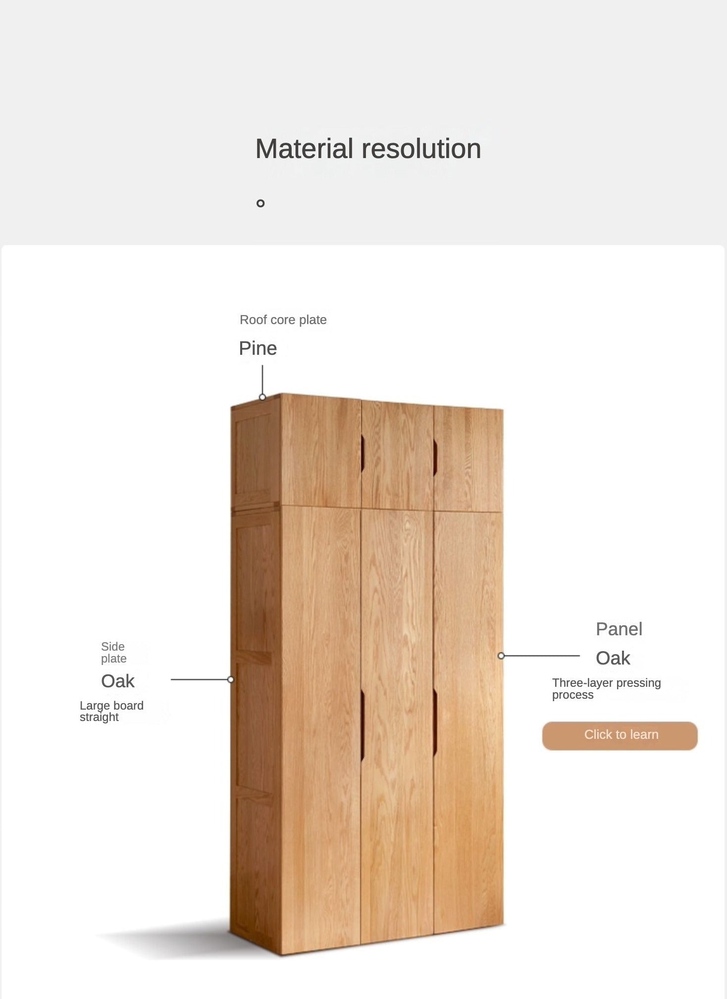 Oak Solid Wood Nordic Wardrobe.