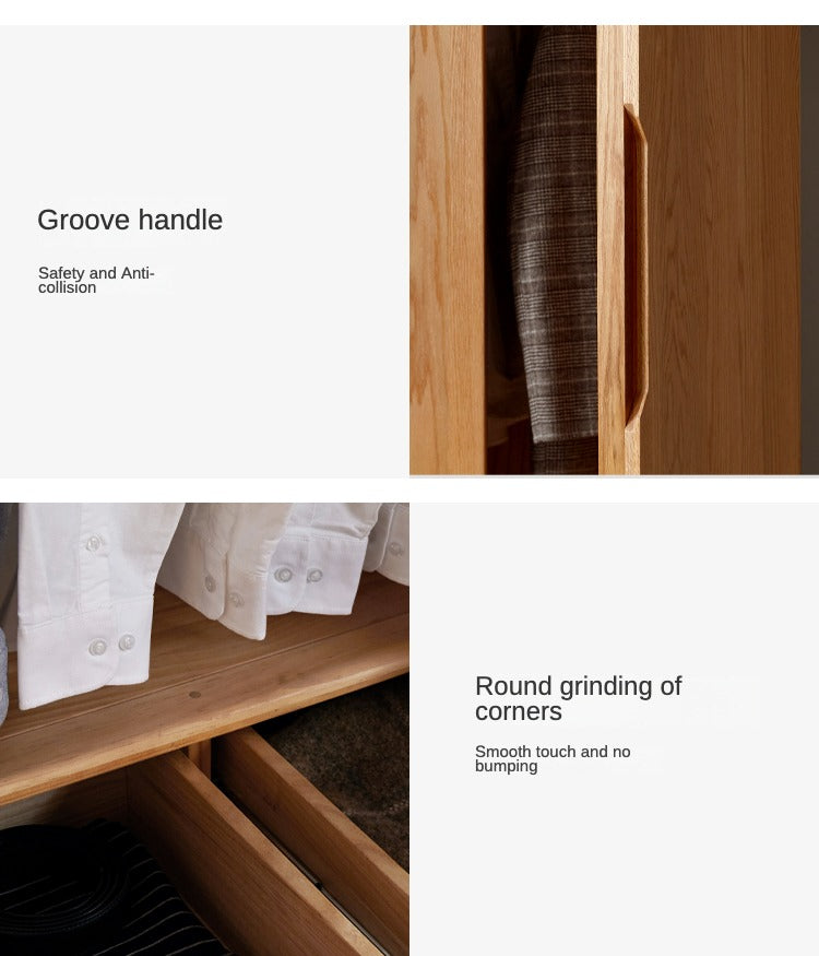 Oak Solid Wood Nordic Wardrobe.