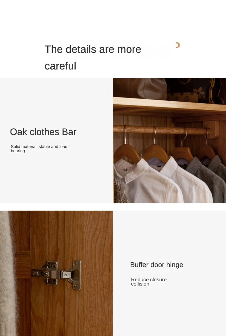 Oak Solid Wood Nordic Wardrobe.