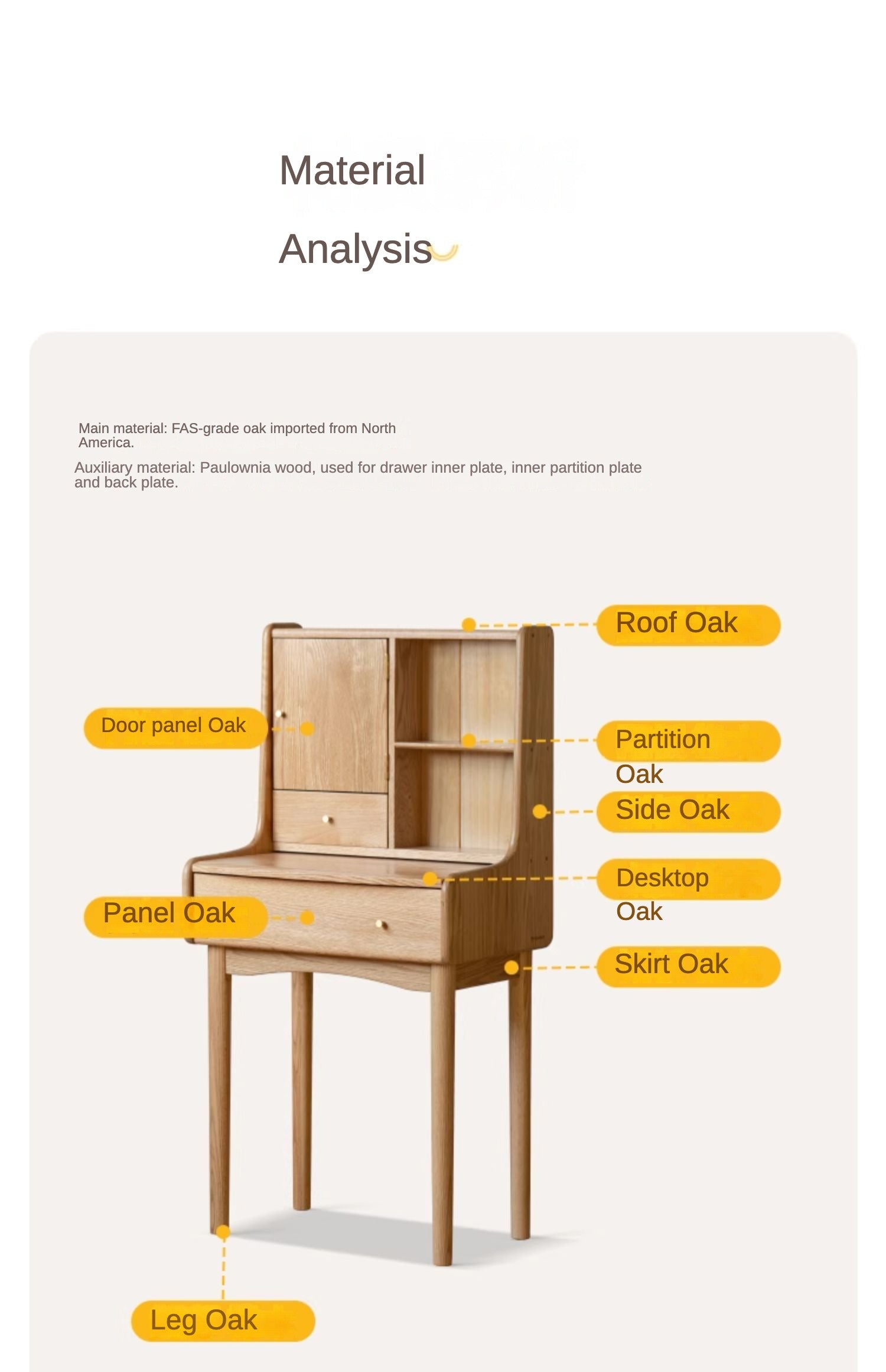 Oak Solid Wood, Solid Rubberwood Dressing Table, Makeup Table.