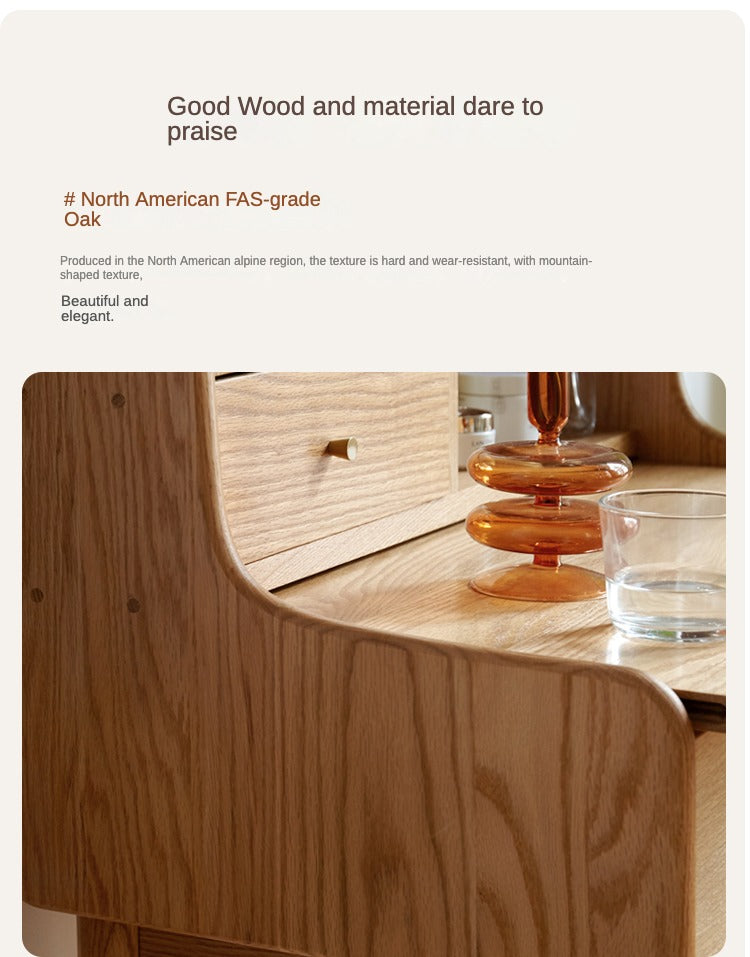 Oak Solid Wood, Solid Rubberwood Dressing Table, Makeup Table.