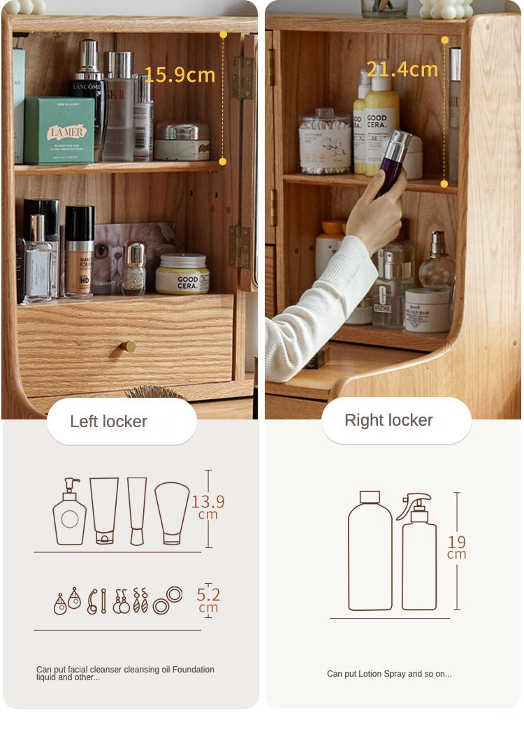 Oak Solid Wood, Solid Rubberwood Vanity Table, Makeup Table.