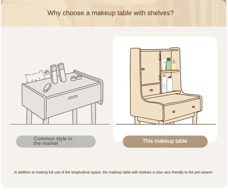 Oak Solid Wood, Solid Rubberwood Vanity Table, Makeup Table.