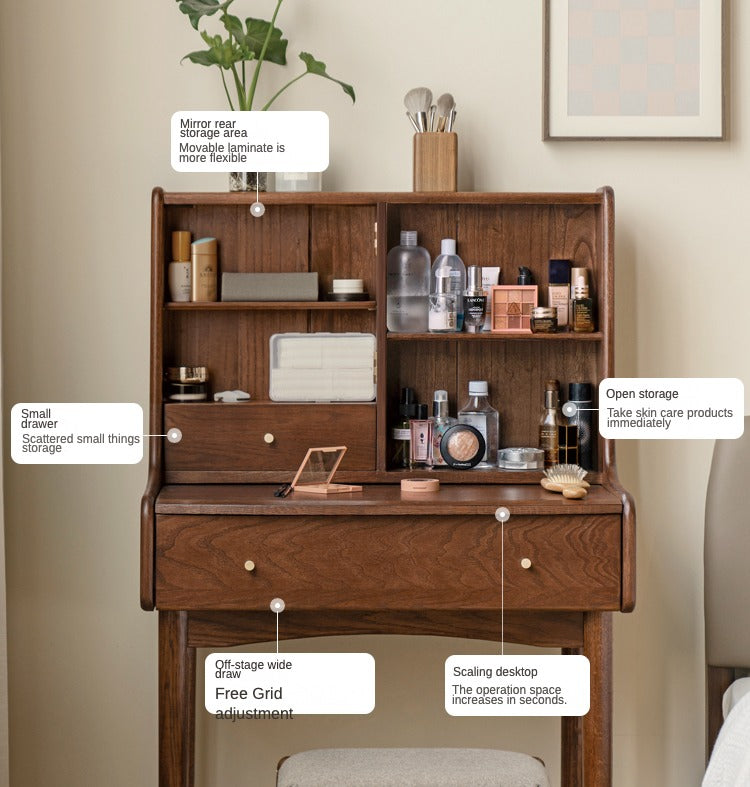 Oak Solid Wood Nordic Vanity Table.