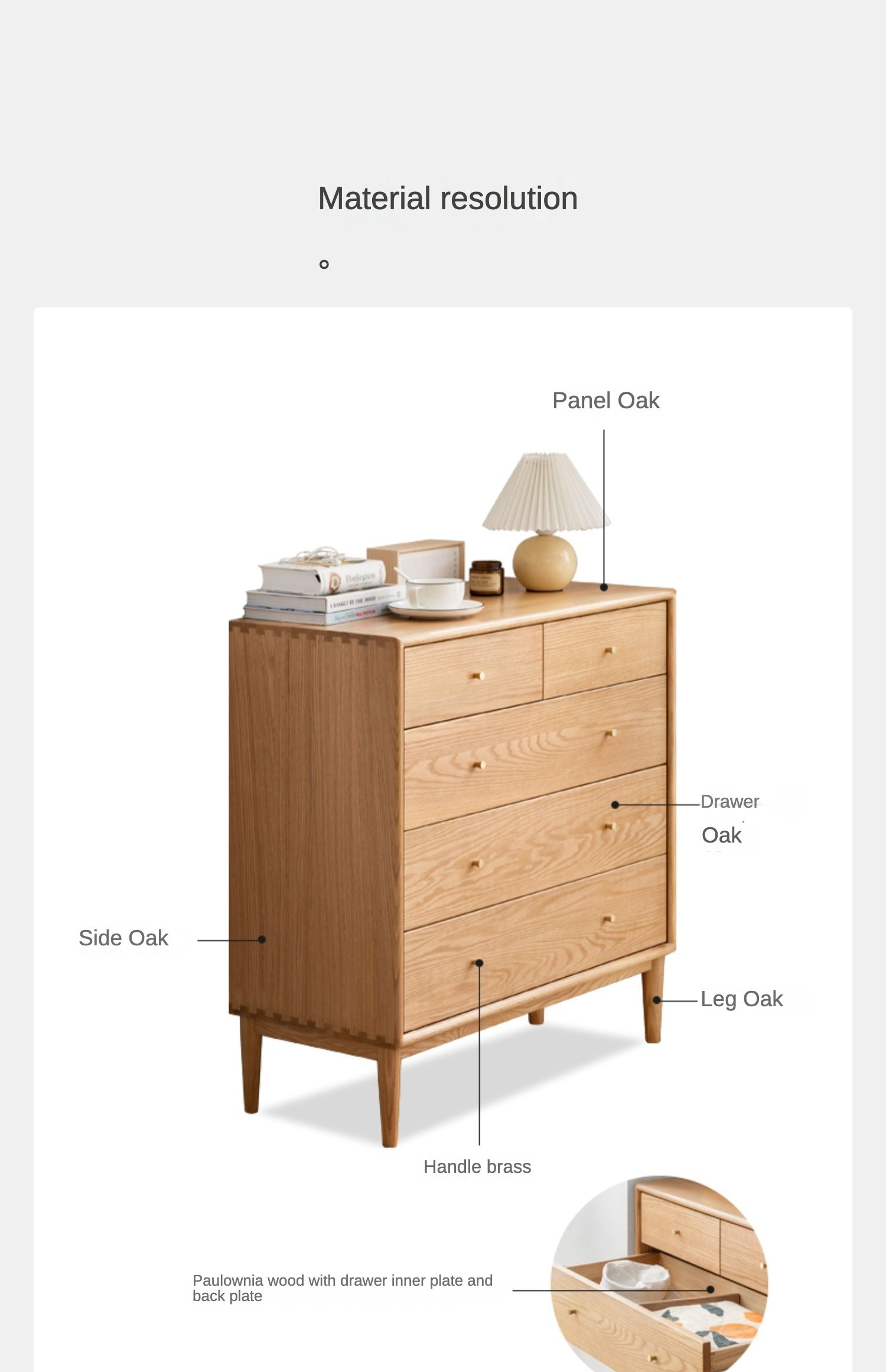 Chest of drawers oak solid wood"