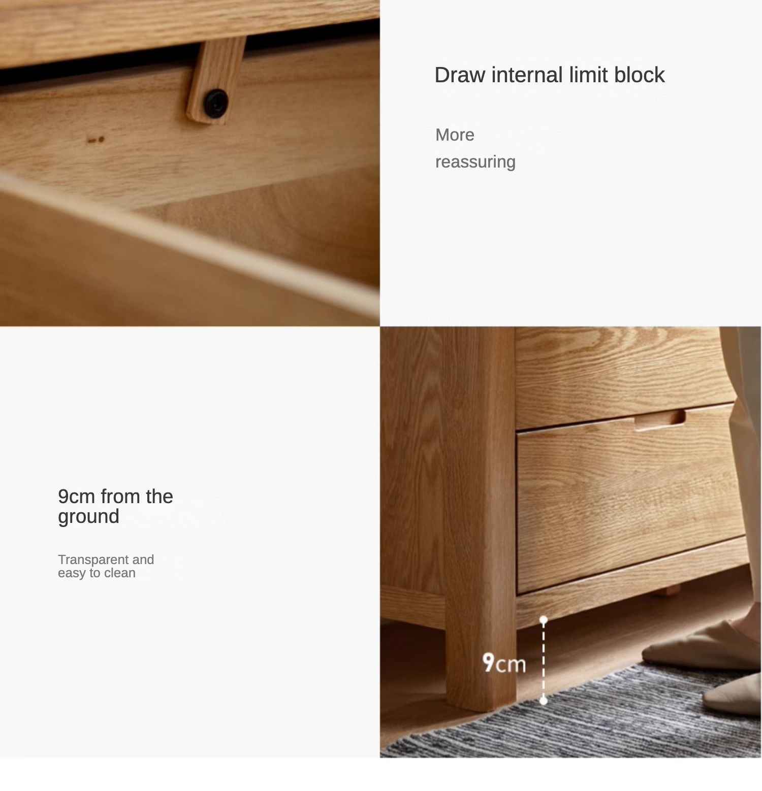 Oak Solid Wood, Solid Rubberwood Seven Drawers Drawer