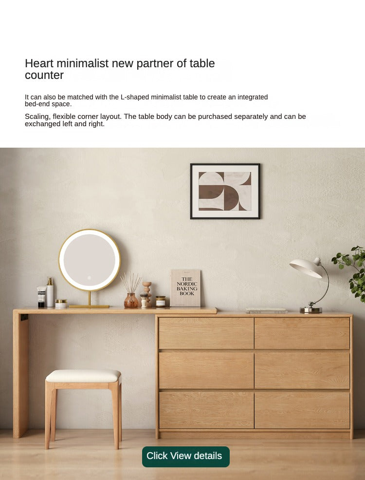 Oak Solid Wood, Solid Rubberwood Seven Drawers Drawer