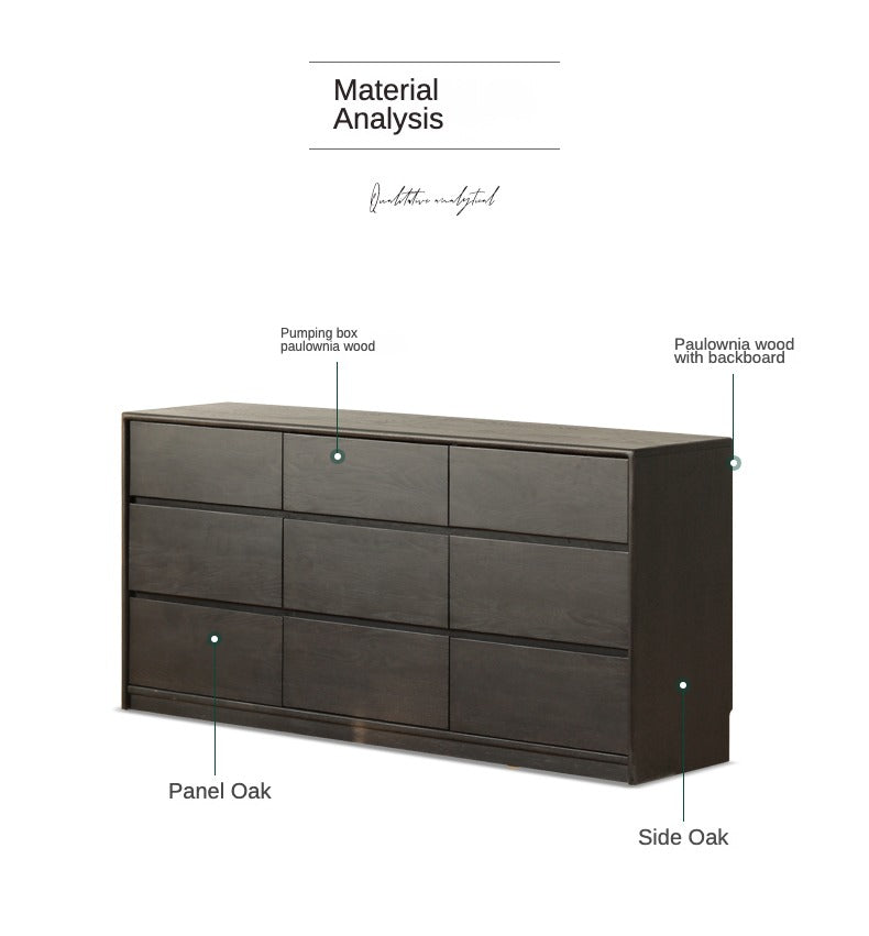 Oak Solid Wood Black Chest of Drawers