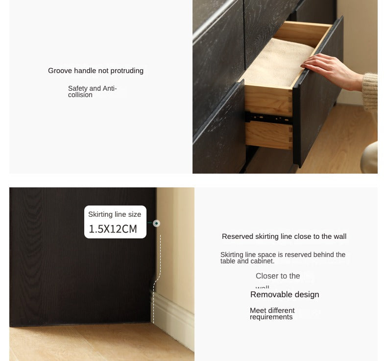 Oak Solid Wood Black Chest of Drawers